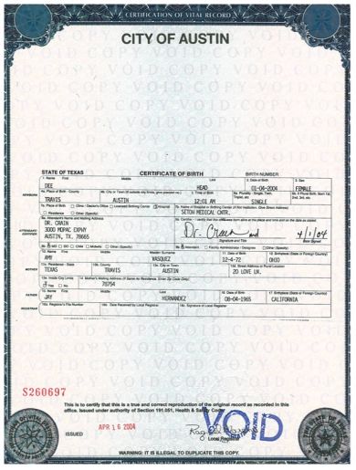 birth certificate los angeles