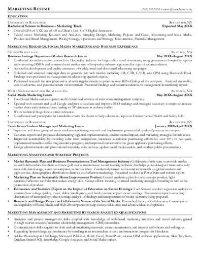 marketing resume in pdf