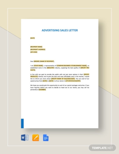 advertising sales letter template