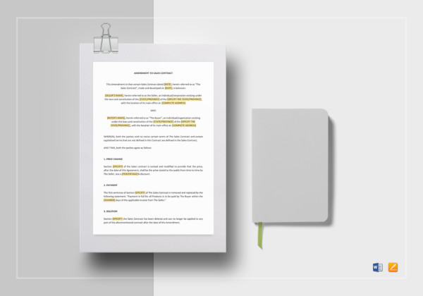 amendment to sales contract template
