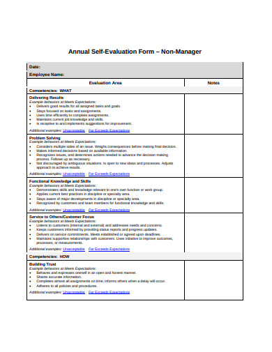 Annual Self Evaluation Form