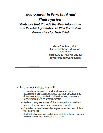 Preschool Assessment 16 Examples Format Pdf Examples