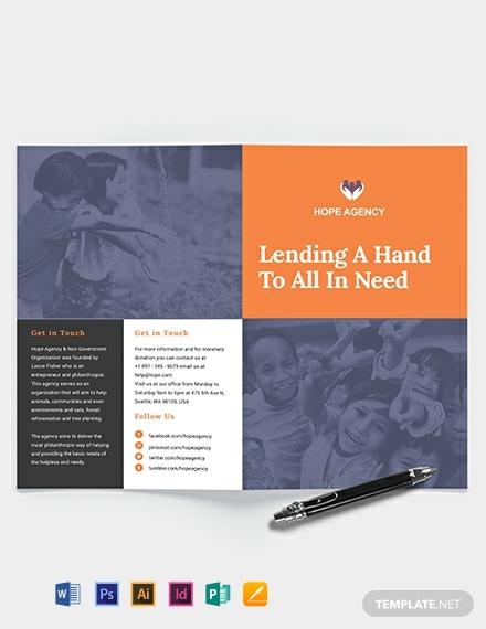 bi fold fundraising brochure template