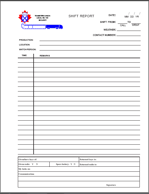 Supervisor Shift Report Template HQ Printable Documents