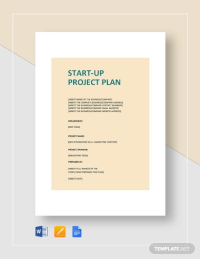 Business Start Up Project Plan Template