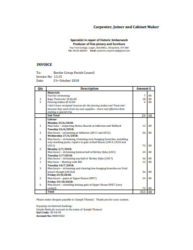 Carpenter Invoice Template