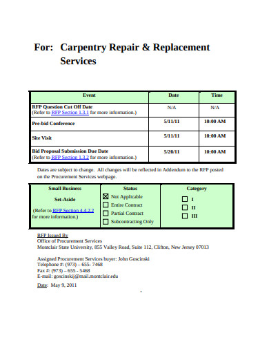 carpentry repair invoice
