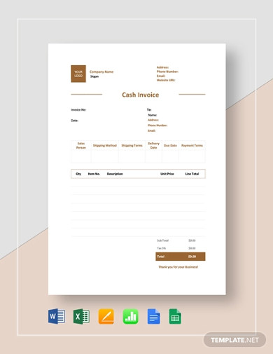 Cash Invoice Template