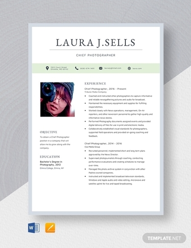 Chief Photographer Resume Template1