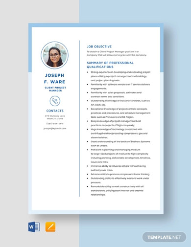 client project manager resume template