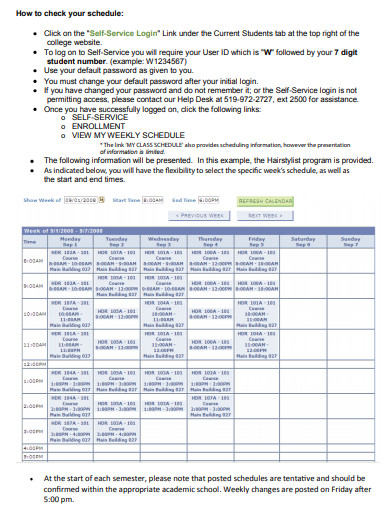 collage schedule in pdf