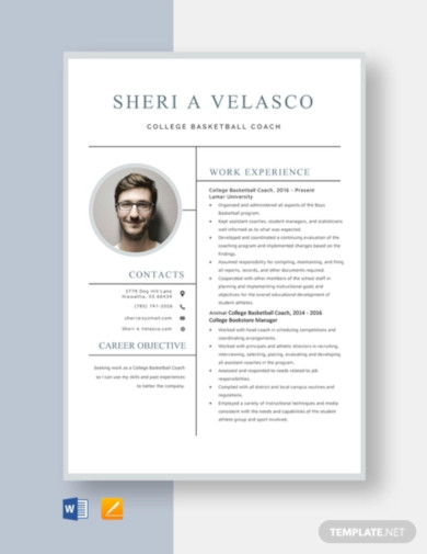 college basketball coach resume template