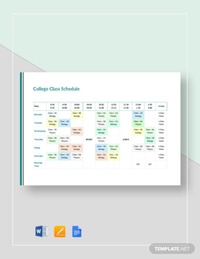 college class schedule template