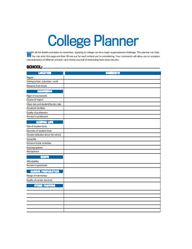 college planner in pdf