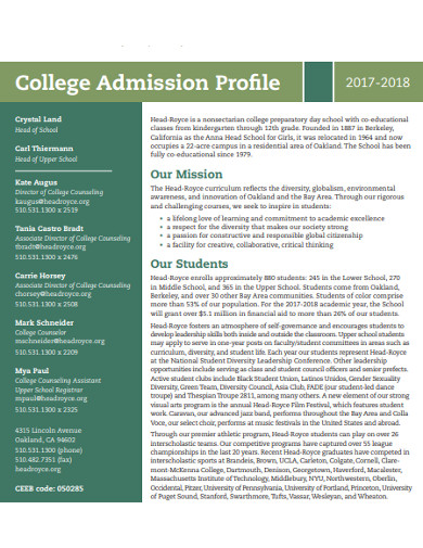college profile in pdf 