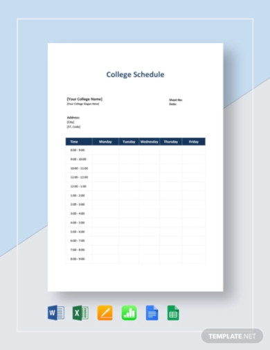 college schedule template