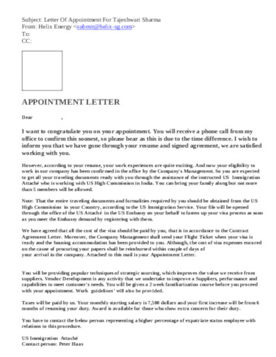 company appointment letter 