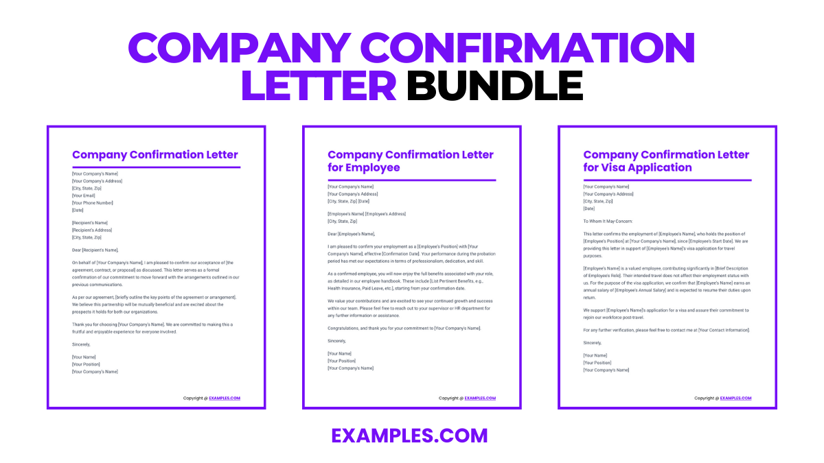 Company Confirmation Letter Bundle