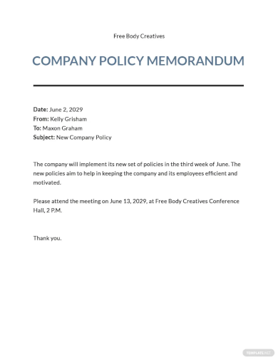 company policy memo template