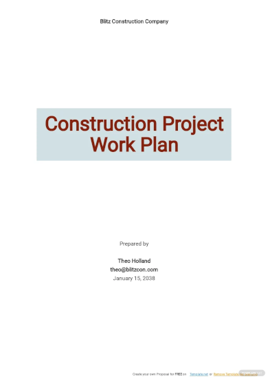 construction project work plan template
