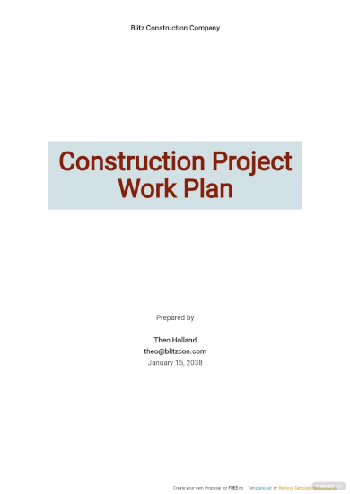 Construction Project Work Plan Template