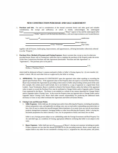 construction purchase and sale agreement