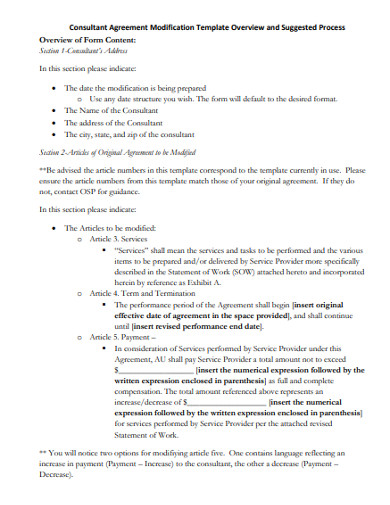 consultant agreement modification template
