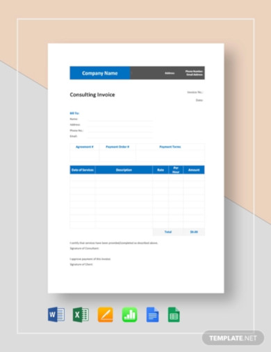 Consulting Invoice - 10+ Examples, Google Docs, Google Sheets, Excel ...