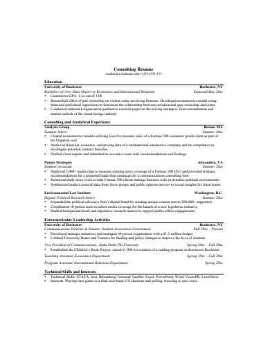 consulting resume example