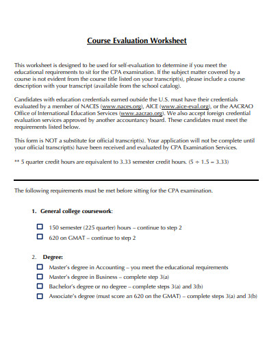Course Evaluation Worksheet1