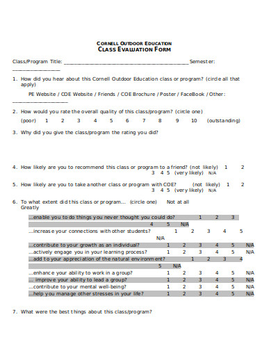 Course Evaluation form in DOC