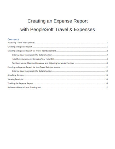creating an report with travel expenses