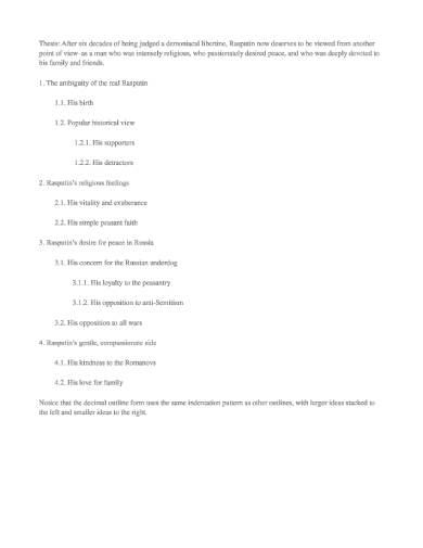 Decimal Outline Sample