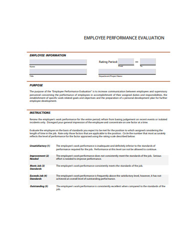 Employee Performance Evalution Form