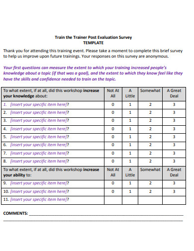 evaluation survey example
