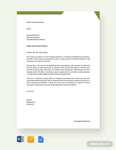 free business sales proposal letter