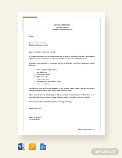 free catering company proposal letter