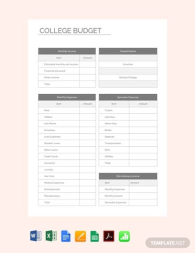 Free College Budget Template