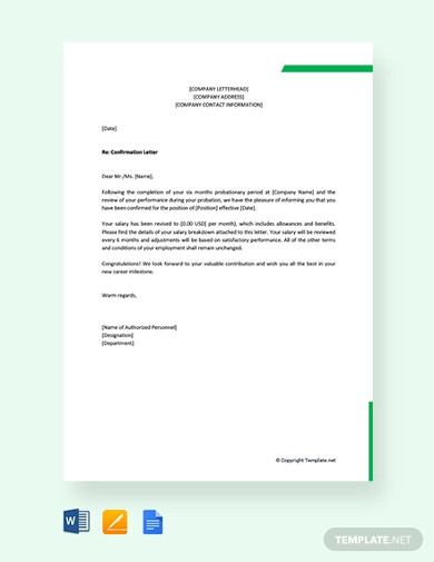 Free Company Confirmation Letter