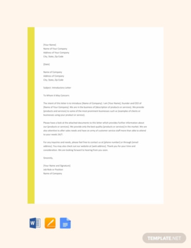 free company introduction letter format