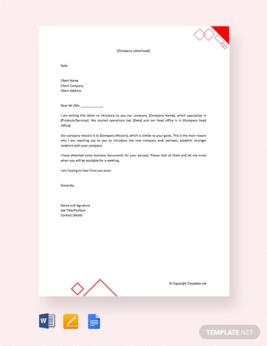 Free Company Introduction Letter to Client