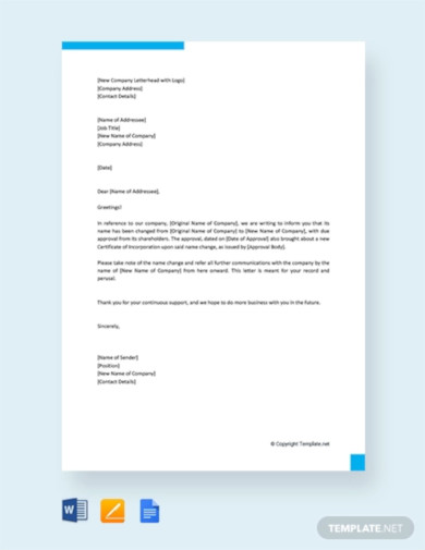 Company Name Change Letter 14 Examples Format Sample Examples