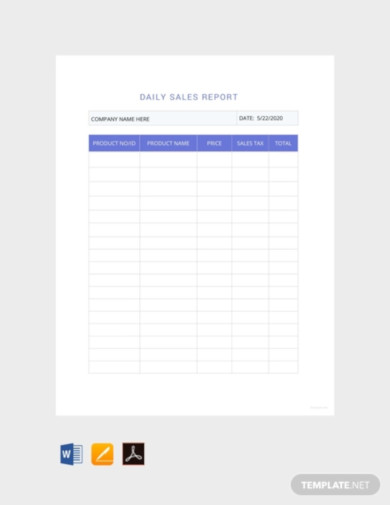 free daily sales report template