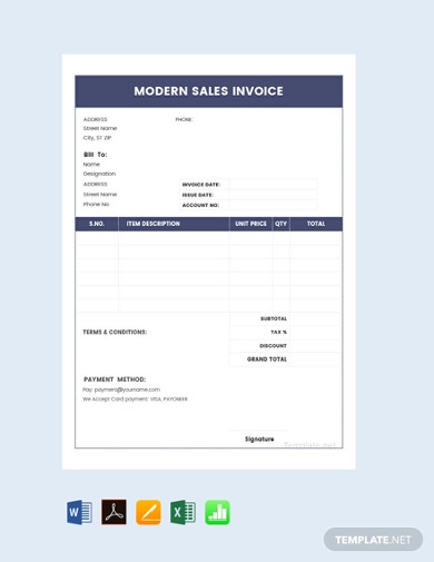 free modern sales invoice template