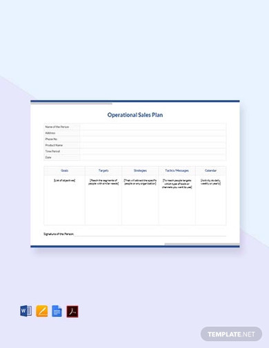 free operational sales plan template