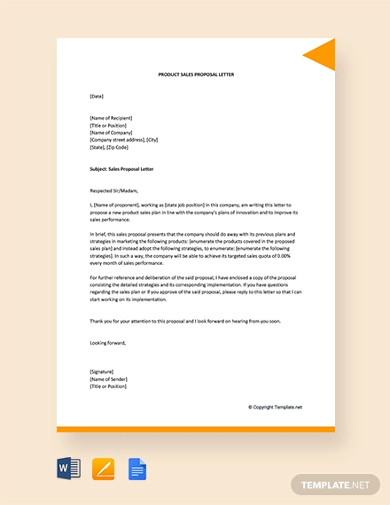free product sales proposal letter