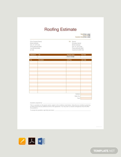 Free Roofing Estimate Template