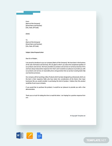 free sales proposal letter