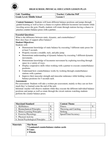 Physical Education Lesson Plan - 10+ Examples, Format, Pdf | Examples
