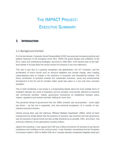 impact project executive summary